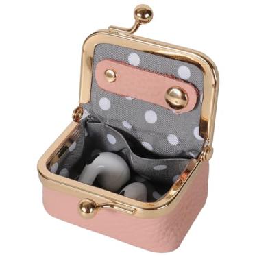 Imagem de Mini caixa de joias de couro para viagem, porta-moedas, portátil, com cadeado Kiss Lock (rosa)