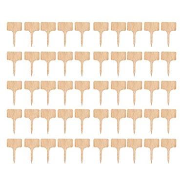 Imagem de Etiquetas de plantas de bambu durável ecológico tipo T sinal de planta de madeira para sementes em vasos de ervas, 50 peças marcadores de jardim para plantas, flores, vegetais