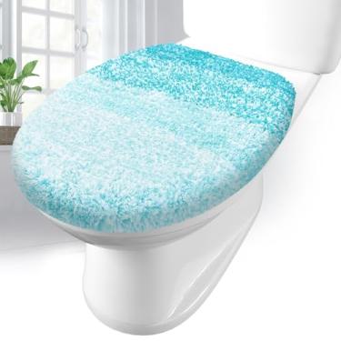 Imagem de Arotive Tampa de vaso sanitário de microfibra macia, capas de assento laváveis na máquina, 43 x 38 cm, suporte de borracha fica no lugar, serve na maioria das tampas redondas, alongadas e oblongas