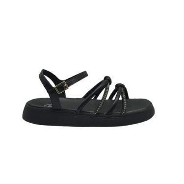 Imagem de Sandália Feminina Infantil Juvenil De Fecho Molekinha 2358106, Preto, 