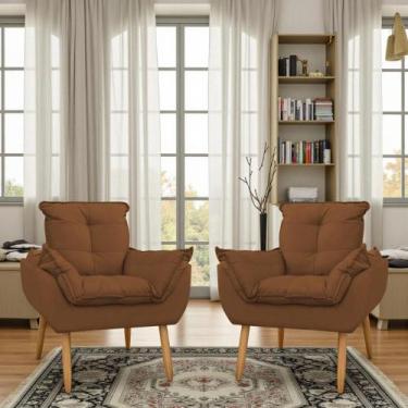 Imagem de Kit 2 Poltronas Para Sala Decorativa Opala Pés Palito Suede - Porto De