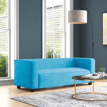 Imagem de Sofá Namoradeira Amsterdam 1,40m Suede Azul Turquesa - Inova Decorações