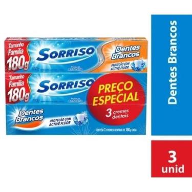 Imagem de KIT COM 3 - Creme Dental Dentes Brancos Sorriso 3un 180g - Tamanho fam