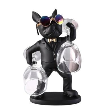 Imagem de Escultura Decorativa Enfeite Bulldog Cachorro Com Bandeja e Óculos Porta Taças Objeto Cofre Decoração(3176 - Porta Taças Bull Dog)