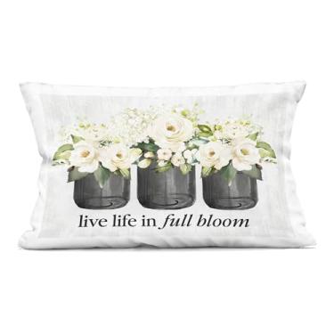 Imagem de Stupell Industries Life in Full Bloom Almofada rústica impressa para interior, 35 x 18 x 50, off-white