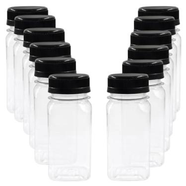 Imagem de Piutouyar Garrafa de suco de plástico de 118 ml, pacote com 12 recipientes reutilizáveis para bebidas a granel, recipientes de bebidas domésticas para suco, leite, água, vitaminas, bebidas caseiras