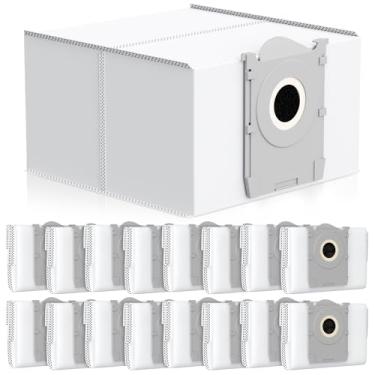 Imagem de 16 sacos de pó para ECOVACS DEEBOT X9 PRO OMNI, X8 PRO OMNI, T80 OMNI, T50 MAX PRO, T50 PRO, T50 OMNI, T30C OMNI e para aspirador de pó robô Yeedi S14 Plus, substituição de sacos de carbono ativado 3L
