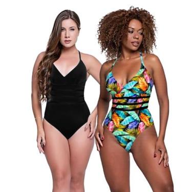 Imagem de Kit Maiô Modelador Liso e Estampado Com Bojo Removível - HYPE MODAS, P