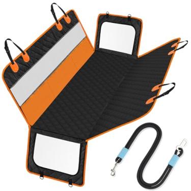 Imagem de Btromeshy Capa de assento de carro para cães, protetor de assento traseiro impermeável de 4 camadas com janelas de malha, 3 bolsos de acessórios estilo rede antiderrapante para animais de estimação