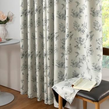 Imagem de ColorBird 100% cortinas blackout floral casa de fazenda vintage francês com padrão campestre núcleo de casa de campo 236 centímetros cortinas longas para sala de estar quarto cortinas decoração de