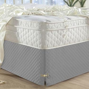 Imagem de Saia Casal Queen Com Pingente Cama Box Bau Luxo Mordena Otima Oferta (4-CINZA)