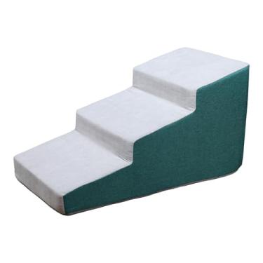 Imagem de WeiLaiKeQi Escadas para cães, rampa, cama para animais de estimação, degraus de 3 degraus, capa removível elegante, antiderrapante, escada inferior para cães, Verde