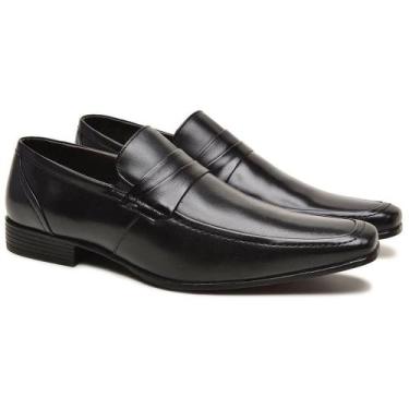 Imagem de Sapato Social Masculino Couro Nobre Legitimo Sem Cadarço Loafer Bico F