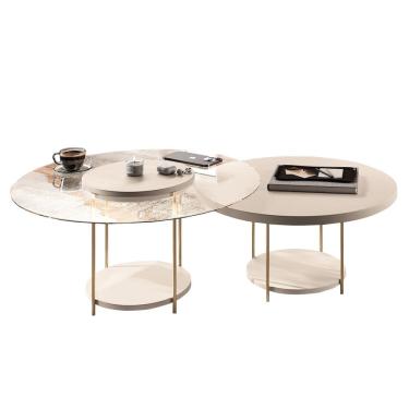 Imagem de Mesa de Centro Para Sala Pés Metálicos Kit 2 Mindy H01 Off White - Mpozenato