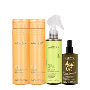 Imagem de Kit Cadiveu Professional Nutri Glow Shampoo Condicionador Maxi Ondas e Açaí Oil 60 (4 produtos)