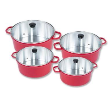 Imagem de Jogo De Panelas Cava 18 20 22 e 24cm Cava Alumínio Fundido Vermelho, V