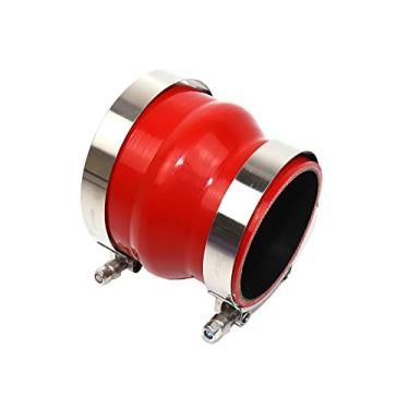 Imagem de TenkeAuto Combo Acoplador de silicone com 4 camadas reforçadas de alto desempenho, 8,25 cm ID para 10,16 cm, com braçadeiras de parafuso T de aço inoxidável 304 (8,25 cm a 10,16 cm, vermelho)