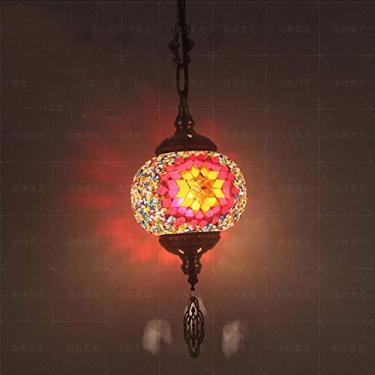 Imagem de 1 Luminária pendente de mosaico de globo de luz, luminária pendente de teto decorativa boêmia para sala de jantar, sala de estar, bar, hotel, lustre de vidro para quarto