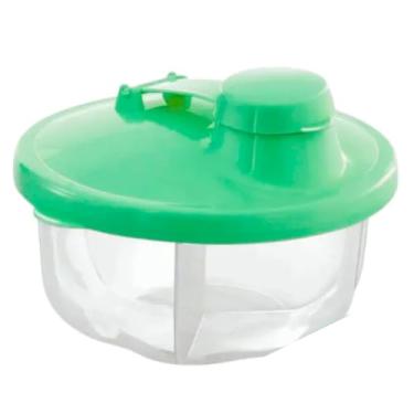 Imagem de Pote com 3 Divisórias e Tampa Giratória Porta Produtos em Pó Leite Achocolatado Whey Creatina Aveia, Livre de BPA, Armazenar Dose de Alimento Para Viagem, Premium, Felix Magazine (Verde)