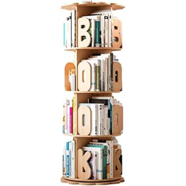 Imagem de AKALNNB Estante de livros 4/5/6 camadas estante rotativa giratória, prateleiras empilháveis de 360 graus, organizador de estante para quarto, marrom - 46 x 196 cm