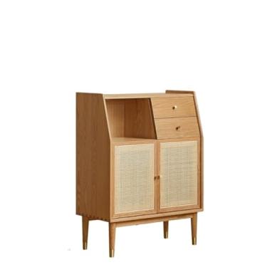 Imagem de URGDWEKJY Armário buffet de madeira maciça armário lateral moderno simples carvalho aparador nórdico casa pequeno apartamento sala de estar rattan TV lateral aparador