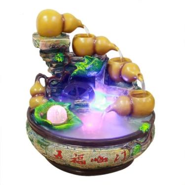 Imagem de XFNVXC Fonte decorativa interna de mesa Bonsai redonda fonte de água corrente ornamentos decorativos criativos para sala de estar, fonte de jardim ornamental para casa