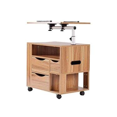 Imagem de P9IDEDFH Mesas de cabeceira modernas de madeira, mesa de cabeceira com gavetas, altura ajustável, armário de armazenamento lateral do quarto sobre rodas para casa e escritório para mesa de laptop - Wh
