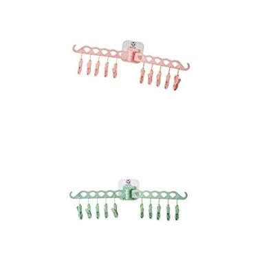Imagem de Cabides para casacos, organizador de roupas, pacote com 2 cabides de parede, roupas íntimas, luvas, suporte de secagem com 10 clipes