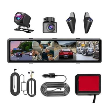 Imagem de Câmara de Tablier, Gravador de Condução Dash de 11 Polegadas 4CH, Câmara de Carro HD com Visão Noturna DVR, Espelho Retrovisor com Dupla Lente, Gravador de Carro,128g