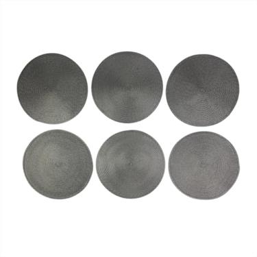 Imagem de Jogo Americano Redondo 6 Unidades Souspla 38 CM Polipropileno Mesa Posta Luxo Mesa Jantar Cinza Chumbo