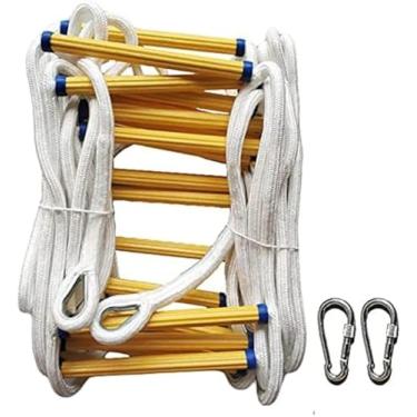 Imagem de Escada De Emergência Para Fuga De Incêndio Resistente A Chamas Escada De Corda De Segurança Para Evacuação Com Ganchos Rápida De Implantar & Fácil De Usar Compacta &, 20m/65.6ft