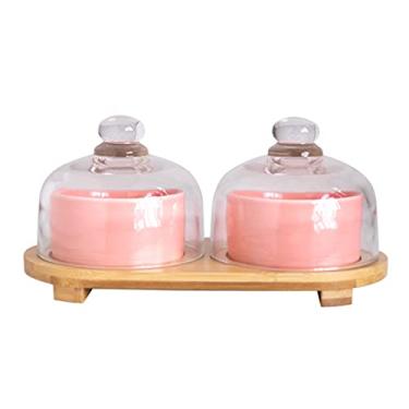 Imagem de Travessa para servir nozes, tigela para servir frutas secas com tampa de vidro, bandeja de lanche com tampa, bandejas de servir divididas