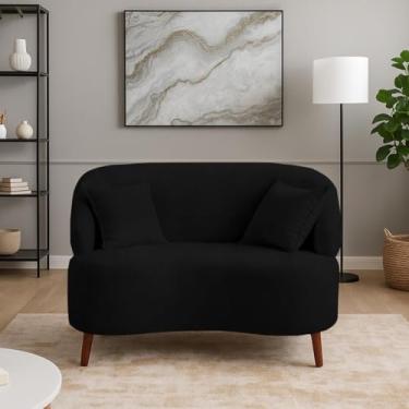 Imagem de Sofá Orgânico Curvo 2 Lugares Feijão Suede Preto