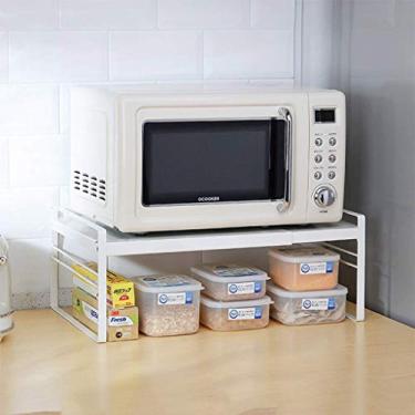 Imagem de Prateleira organizadora telescópica para micro-ondas, prateleiras de armazenamento de bancada e banheiro