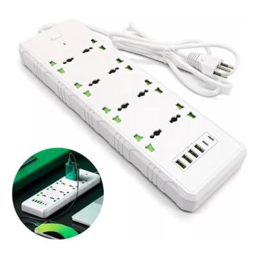 Imagem de Extensão 8 Tomadas e 4 Usb - Tipo C Filtro De Linha Bivolt - OIVIDA