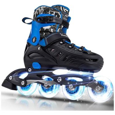 Imagem de Patins Regulável e Ajustável para Jovens e Adultos, com Rodas Iluminadas, Tam BR 37 a 40, Kuxuan, Azul