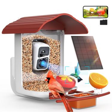 Imagem de birdsnap® PAV – Alimentador inteligente de pássaros com câmera, 5 complementos DIY e cartão SD de 64 G, gravação automática, casa de pássaros, vídeo de pássaros, para fora, captura automática de