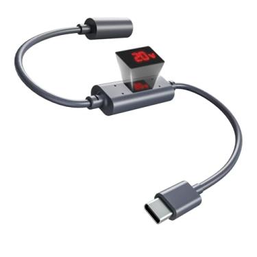 Imagem de ToKismet Cabo de extensão USB-C-DC com tela digital – Cabo de dados de carregamento rápido, extensor de energia durável para telefone, laptop e carregador portátil