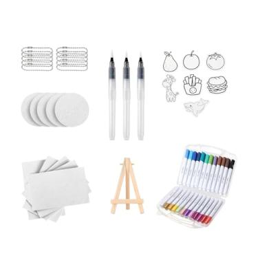 Imagem de FashionCha Conjunto de Pintura com Textura de Espuma Faça Você Mesmo, Mini Suporte para Desenho, 3 Canetas de Pincel de água com Ponta Macia