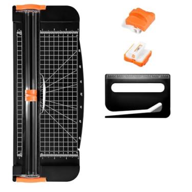 Imagem de HLCORD Conjunto de 3 peças com cortador de papel A4 de 30 cm com proteção de segurança automática e régua lateral, adequado para cortar papel artesanal, vales-presente, cupons, etiquetas, cartolina