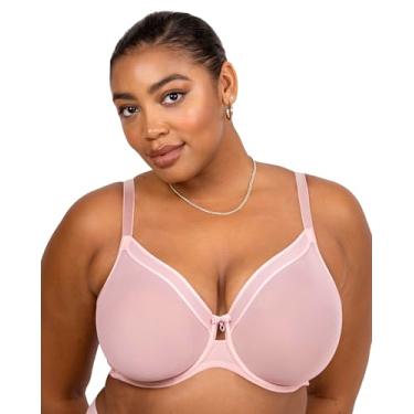 Imagem de Curvy Couture Malha transparente feminina, cobertura total sem forro, suporte sexy plus size, Rosa rosada, 38C