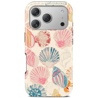 Imagem de TAMUEL Linda capa de telefone rosa com arte de concha para iPhone 17 Pro Max, compatível com Magsafe, moda oceano, verão, litoral, praia, estética, magnética, fina, de silicone à prova de choque para