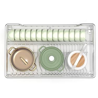 Imagem de Organizador de armário de aço inoxidável com 2 camadas, gaveta de cesta deslizante, solução de armazenamento de cozinha resistente para armários e bancadas (G)