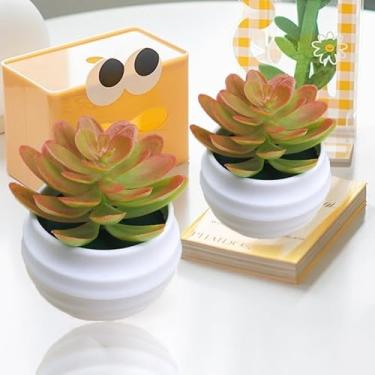 Imagem de Mini vasos artificiais de Aloe suculentas, verde, simples, plantas falsas, casa, jardim, escritório, mesa, vaso, decoração, vermelho