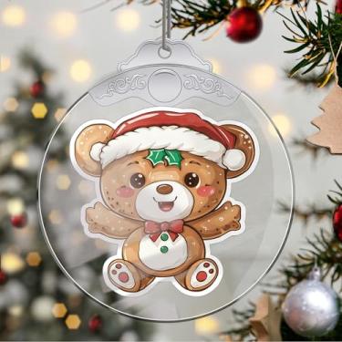 Imagem de Enfeites de Natal para pendurar em cristal de urso, enfeites de árvore de Natal feitos à mão, decoração de carro e casa - presentes de Natal, decoração de artesanato em acrílico, ideias de troca de