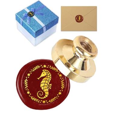 Imagem de 1 cabeça de selo de cera de bronze cavalo marinho, carimbos de cera dourada, sem alça, cabeça de latão removível para envelopes, convite de festa, casamento, embrulho de presente de Ação de Graças, 25