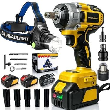 Imagem de Parafusadeira Impacto Brushless 48V Bivolt com 2 Baterias 10000mAh Mandril Soquetes Lanterna LED Cabeça 99000 Lumens Kit Ferramentas Profissional Reverso Alta Potência