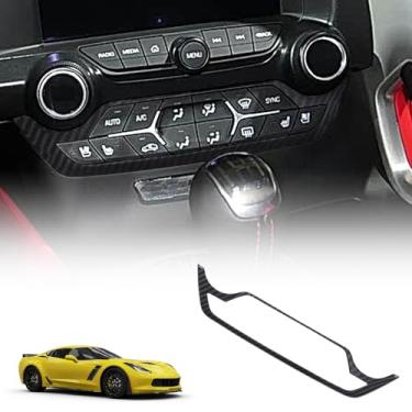Imagem de Painel central do painel do carro Tela de navegação GPS Painel de controle multimídia Moldura de acabamento para Chevy Corvette C7 2014-2019, acessórios, modo de controle de volume e clima, botão de