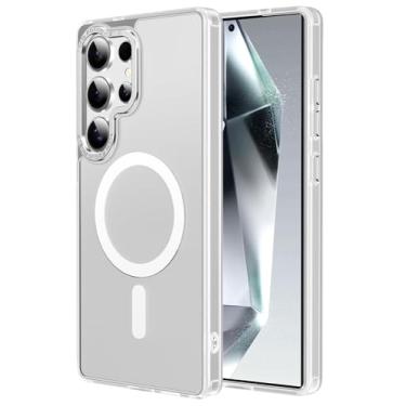 Imagem de Capa compatível com Samsung Galxy S24-FE: [Botões sem esforço] Capa transparente fosca fina à prova de choque anti-impressão digital para Samsung S24FE, branca