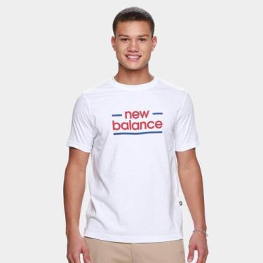 Imagem de Camiseta New Balance Linear Lines Masculina, Branco, M